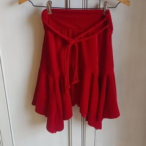 Tangerine Red Velour/Velvet Skirt Size 7